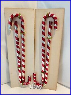 Vintage Mercury Glass Christmas Candy Canes 4 Red Striped
