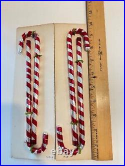 Vintage Mercury Glass Christmas Candy Canes 4 Red Striped