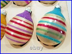 Vintage Mercury Glass Christmas Mica Ornaments Shiny Brite UFO Egg Striped IOB