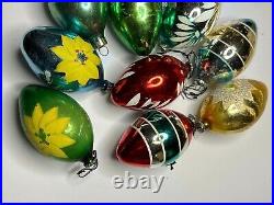 Vintage Mercury Glass Egg Shaped Christmas Ornaments