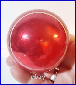 Vintage Mercury Glass Hand Blown Hand Painted Christmas Ornament Red