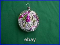 Vintage Mercury Glass Hand Painted Embossed Lady Bug Round Christmas Ornament