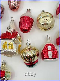 Vintage Mercury Glass Multicolor Miniature Figural Christmas Ornaments Set Of 22