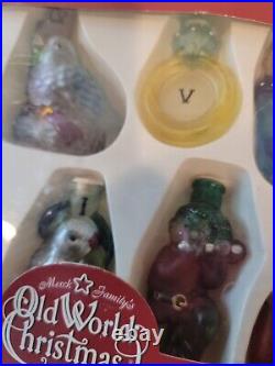 Vintage Metck Family's Old World 12 Days Of Christmas Hand Painted Glass New