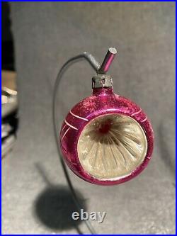 Vintage Mid Century Glass Concave Christmas Xmas Tree Baubles Decorations x 12