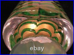 Vintage Murano 7 1/8 Glass Christmas Tree Green With Gold Wavy Metallic