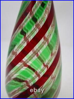 Vintage Murano Italy Art Glass Christmas Tree Topper Red Green Gold Swirl