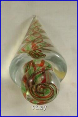 Vintage Murano Italy Saks 5th Ave 8 Clear Green Red Art Glass Christmas Tree