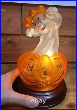 Vintage NEW Merck OLD WORLD CHRISTMAS 1998 Ghost in Pumpkin Light 5101 Halloween