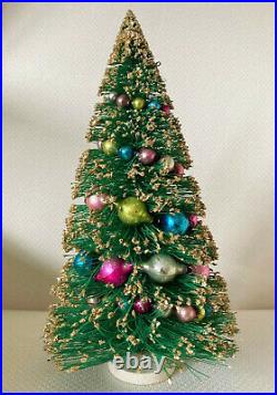 Vintage OUTSTANDING CHRISTMAS Bottle Brush TREE with Glass GARLAND (13H)