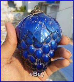 Vintage Old Antique Extremely Rare DEPO Grape Cluster Glass Blue Christmas Kugel