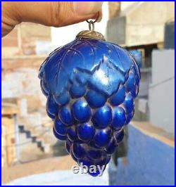 Vintage Old Antique Extremely Rare DEPO Grape Cluster Glass Blue Christmas Kugel