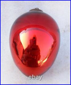 Vintage Old Fine Maroon Glass Original Egg Shape Kugel Christmas German Ornament