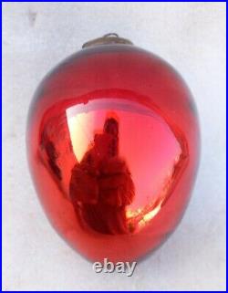 Vintage Old Fine Maroon Glass Original Egg Shape Kugel Christmas German Ornament