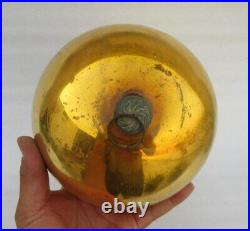Vintage Old Rare Golden 7 Glass Original Round Christmas Kugel/Ornament Germany