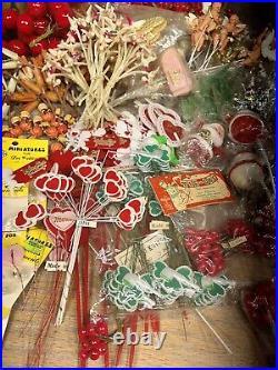 Vintage Ornaments Picks Spun Cotton Chenille Japan Christmas Valentines 50s-60s