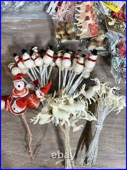 Vintage Ornaments Picks Spun Cotton Chenille Japan Christmas Valentines 50s-60s