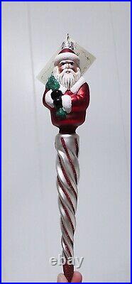Vintage PATRICIA BREEN DESIGNS Spiraling Santa Glass Christmas Ornament with Tag