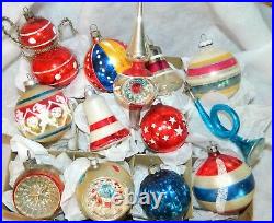 Vintage PATRIOTIC Glass Christmas Ornaments Poland Germany USA Etc. + TOPPER