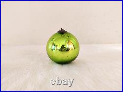 Vintage Parrot Green Glass 3.75 Heavy German Kugel Christmas Ornament Prop KU73