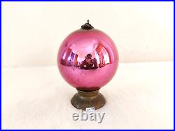 Vintage Pink Glass 5.25 German Kugel Christmas Ornament Rare Party Props KU58
