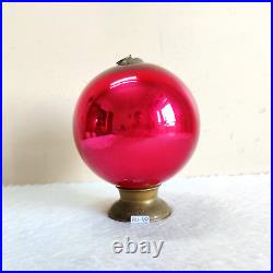 Vintage Pink Glass 6.25 Heavy German Kugel Christmas Ornament 5 Leaves Cap KU48