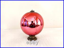 Vintage Pink Glass 7.5 German Kugel Christmas Ornament Rare Party Props KU66