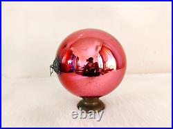 Vintage Pink Glass 7.5 German Kugel Christmas Ornament Rare Party Props KU66