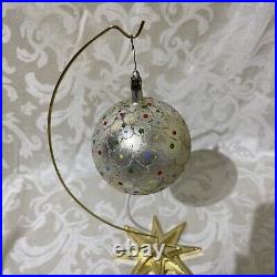 Vintage Poland Christmas Balls Merry Christmas Princess Mica Mercury Glass Jumbo