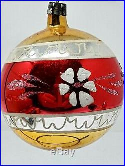 Vintage Poland Colorful Glass Christmas Ornaments Mica Hand Painted Box Of 12 QQ