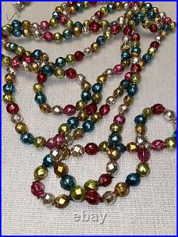 Vintage RARE Fancy Mercury Glass Bead Christmas Garland Multicolored Beads 112
