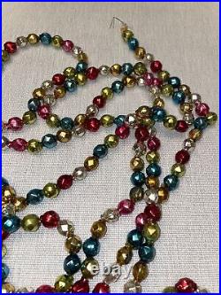 Vintage RARE Fancy Mercury Glass Bead Christmas Garland Multicolored Beads 112
