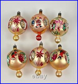 Vintage SANTA LAND Hand Blown Christmas Tree Glass Ornaments Mid Century MCM