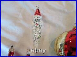 Vintage Santa Claus and Other Christmas Glass Ornament Lot WOW Germany Poland #2