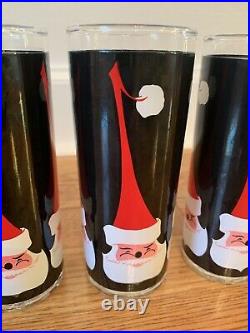 Vintage Santa Holt Howard Libbey Glasses Tumblers Christmas MCM Lot Of 8