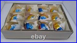 Vintage Set 12 Christmas Glass Ornaments Made in Poland 60's P11/500/55 RARE NEW