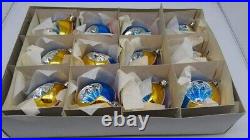 Vintage Set 12 Christmas Glass Ornaments Made in Poland 60's P11/500/55 RARE NEW