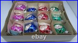 Vintage Set 12 Christmas Glass Ornaments Made in Poland 60's P11/935/50 RARE NEW