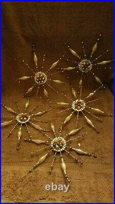 Vintage Set of 5 Double Sided Mercury Glass Star Christmas Decoration/Ornaments