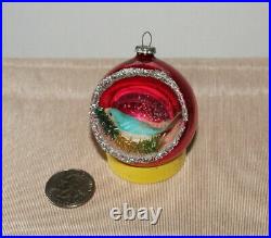 Vintage Shiny Brite Christmas Glass Diorama Ornaments (6) In Box