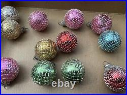 Vintage Shiny Brite Christmas Glass Tree Ornaments One Dozen Mini Disco Balls
