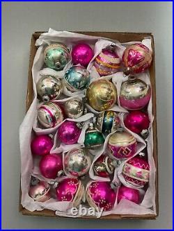 Vintage Shiny Brite Christmas Ornament Lot Of 24 Glass Balls