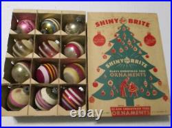 Vintage Shiny Brite Christmas Tree Ornaments Mercury Glass Painted Mica Stripes