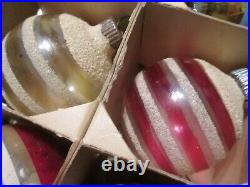 Vintage Shiny Brite Christmas Tree Ornaments Mercury Glass Painted Mica Stripes