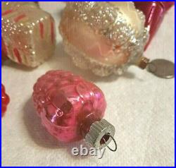 Vintage Shiny Brite Glass Grape Bumpy hand blown snowman Christmas Ornaments lot