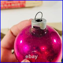 Vintage Shiny Brite Glitter Indent Round Mercury Glass Christmas Ornaments 12 Pc