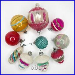 Vintage Shiny Brite Lot of 10 Unsilvered Mica Glass Christmas Ornaments Ball UFO