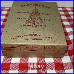 Vintage Shiny Brite Mercury Glass Christmas Ornament Balls in Box. Glitter. USA