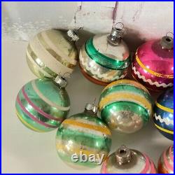 Vintage Shiny Brite Mercury Glass Christmas Ornaments Striped Balls 13 pc 2.5