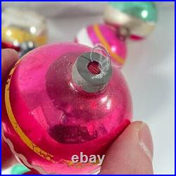Vintage Shiny Brite Mercury Glass Christmas Ornaments Striped Balls 13 pc 2.5